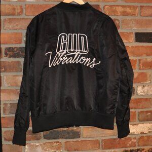 Slander GUD VIBRATIONS Embroidered Black BOMBER JACKET L